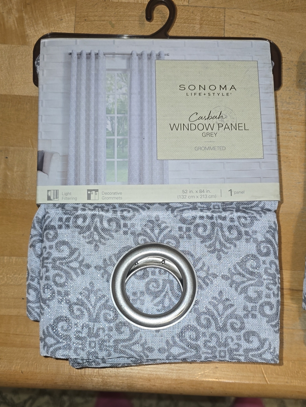 SET OF 2 Sonoma Grey Patterned Grommet Window Panel